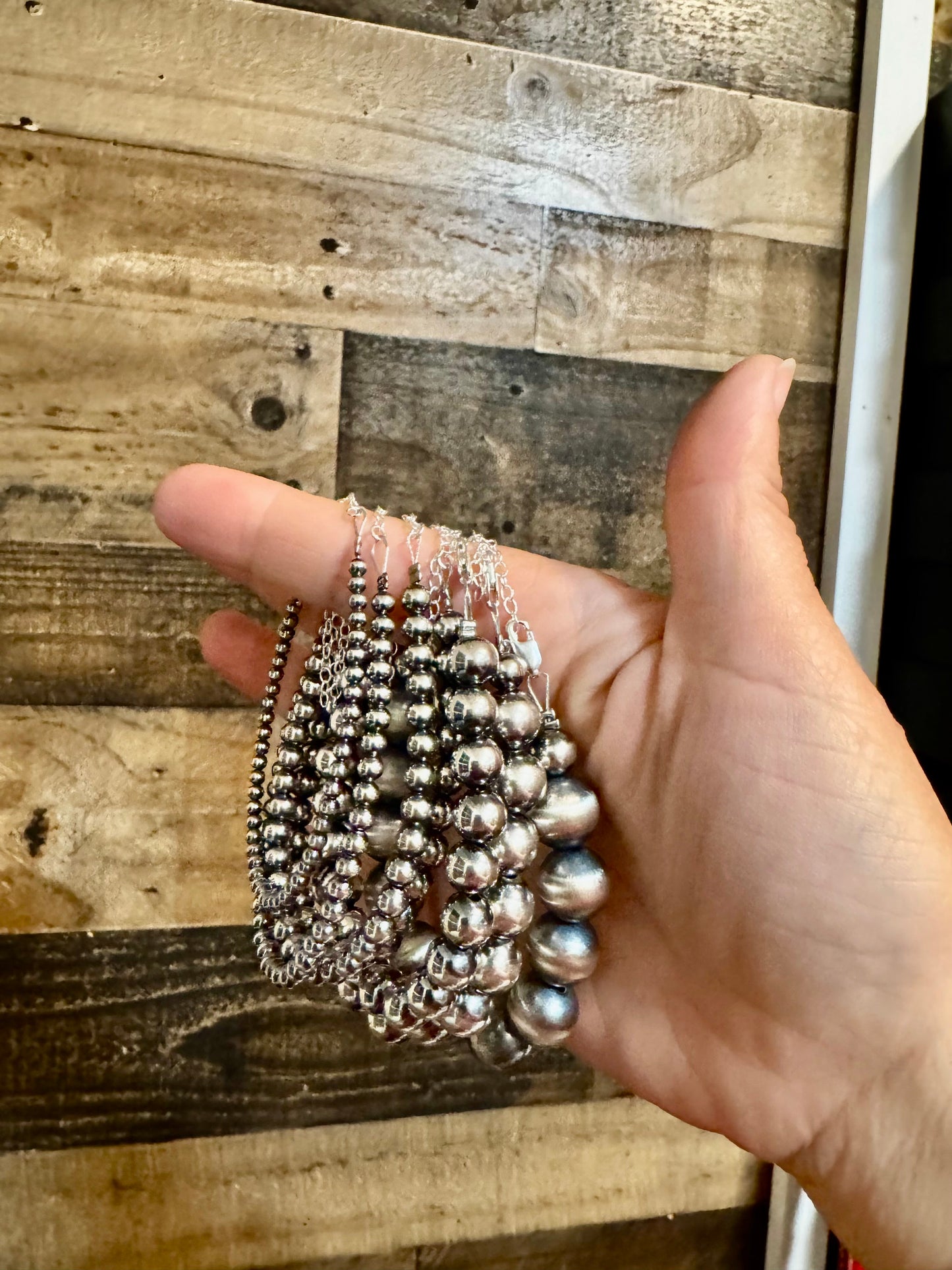 Sterling Silver Pearl Bracelet by size
