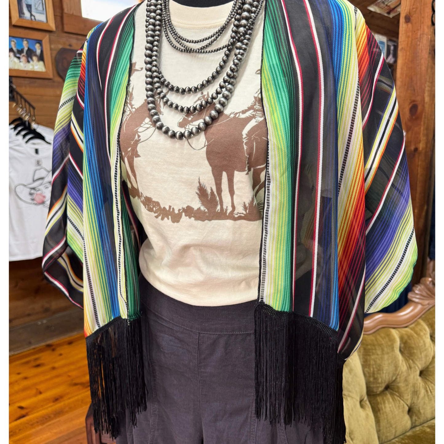 Black Fringe Kimono
