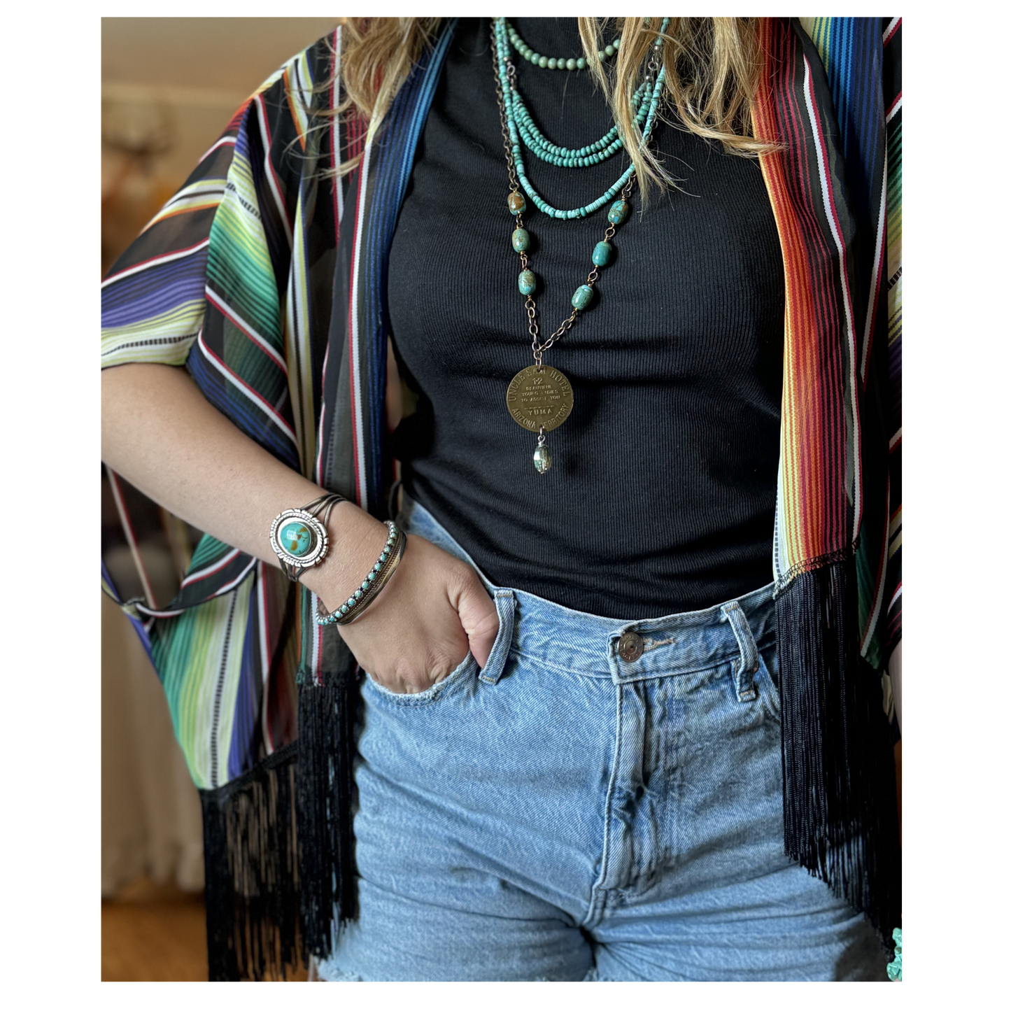 Black Fringe Kimono