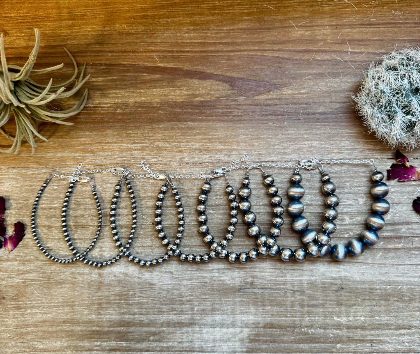 Sterling Silver Pearl Bracelet by size