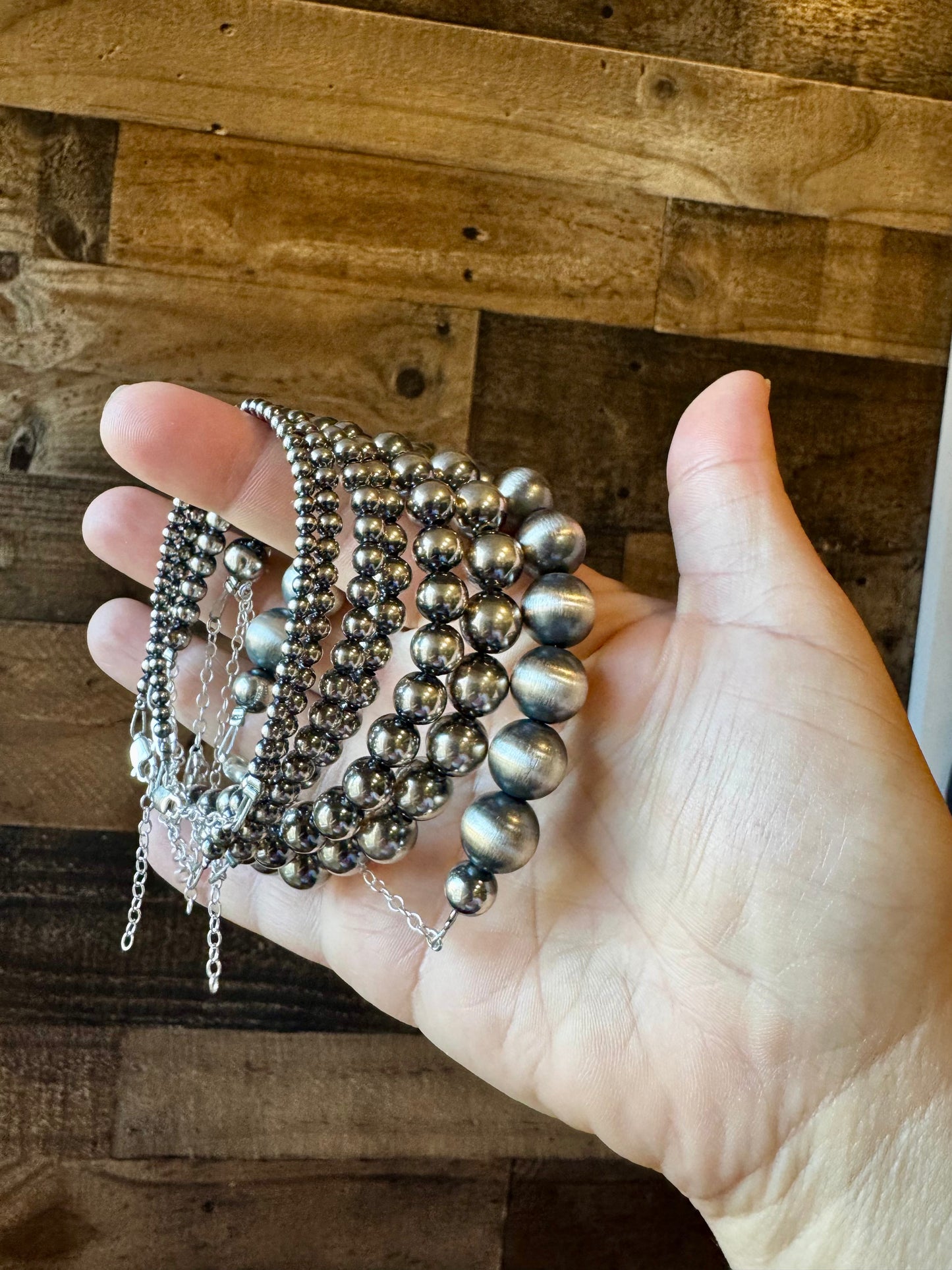 Sterling Silver Pearl Bracelet by size