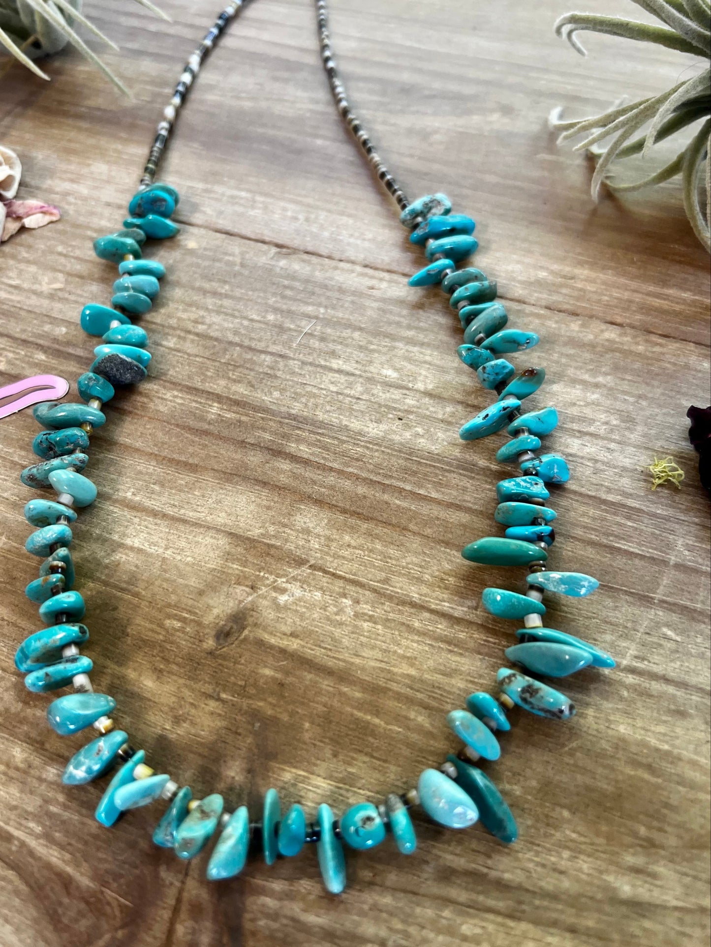 22 inch Authentic Turquoise and shell necklace