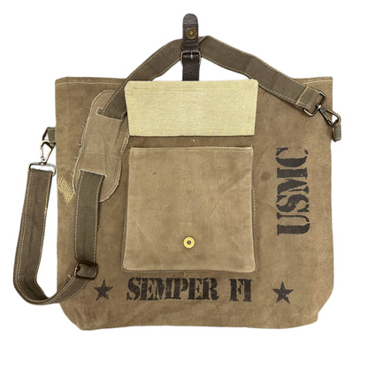 US Marines Unisex Recycled Military Tent Crossbody