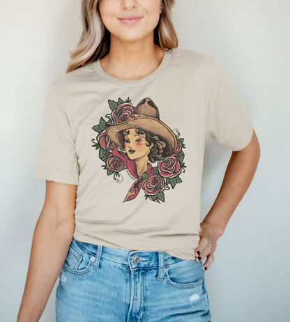 Vintage Cowgirl Tattoo tee