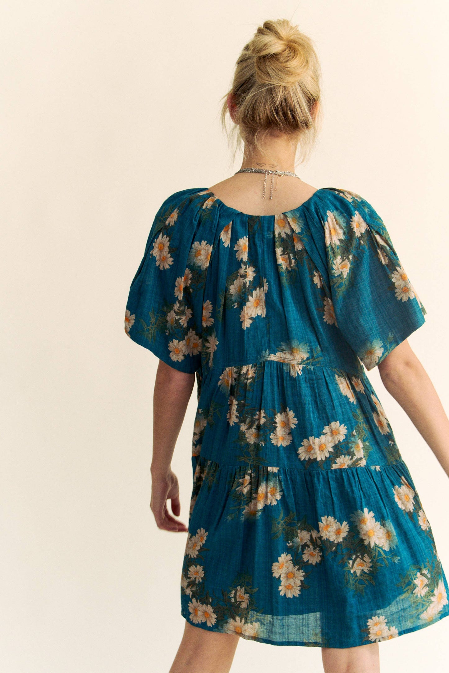 Dark Teal Floral Mini Dress