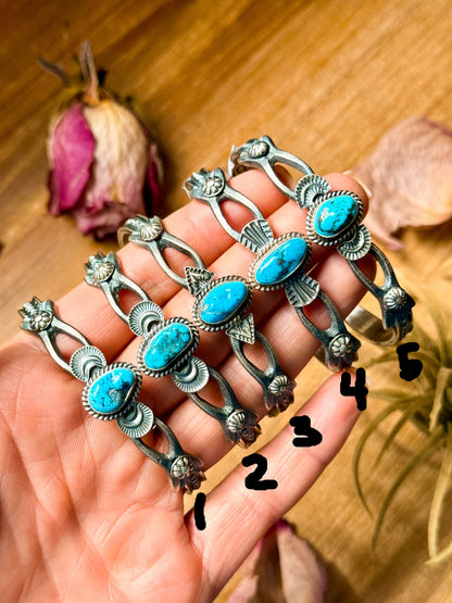 Sterling Silver Kingman Turquoise Cuff Bracelet – Native Made by K. Billah