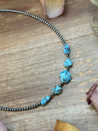 Golden Hills Turquoise & Sterling Silver Pearl Necklace – 16 Inch