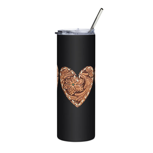 Buckstitched Heart  Stainless steel tumbler